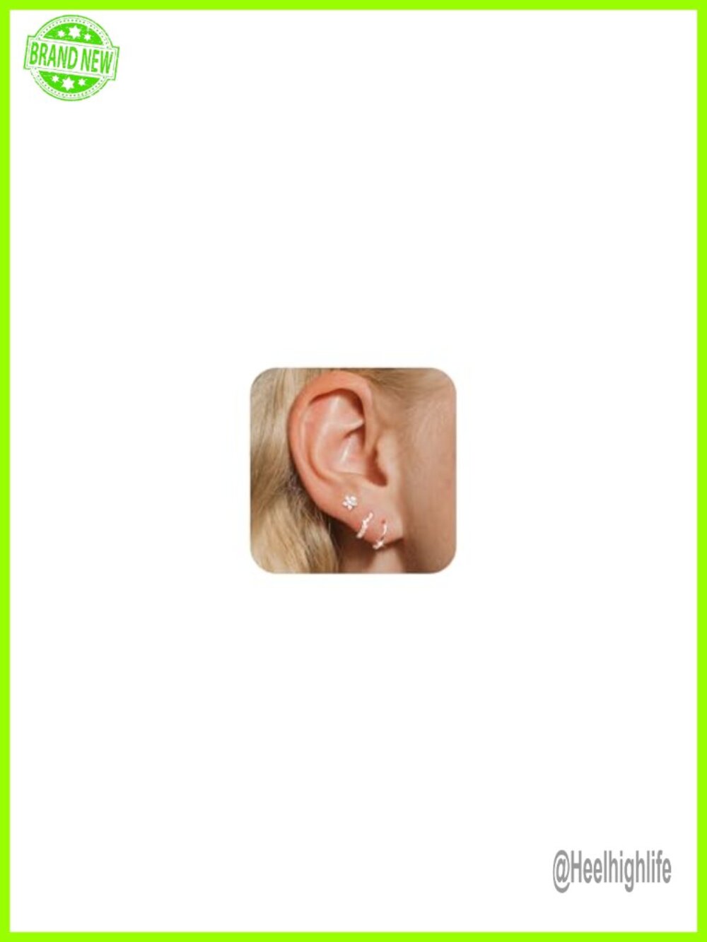 3 Pairs 925 Sterling Silver Post Hoop Earrings Hypoallergenic Gold Plated Set